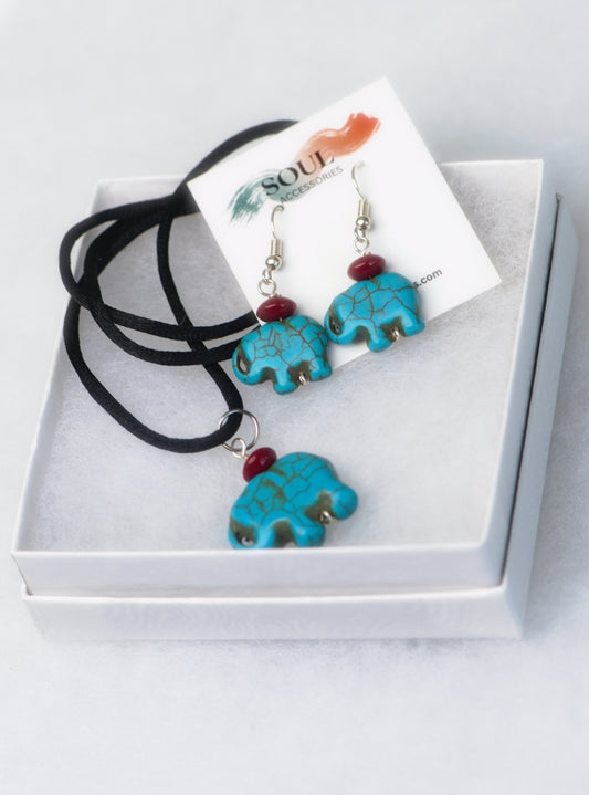 Elephanth Howlite Necklace and Earrings 5