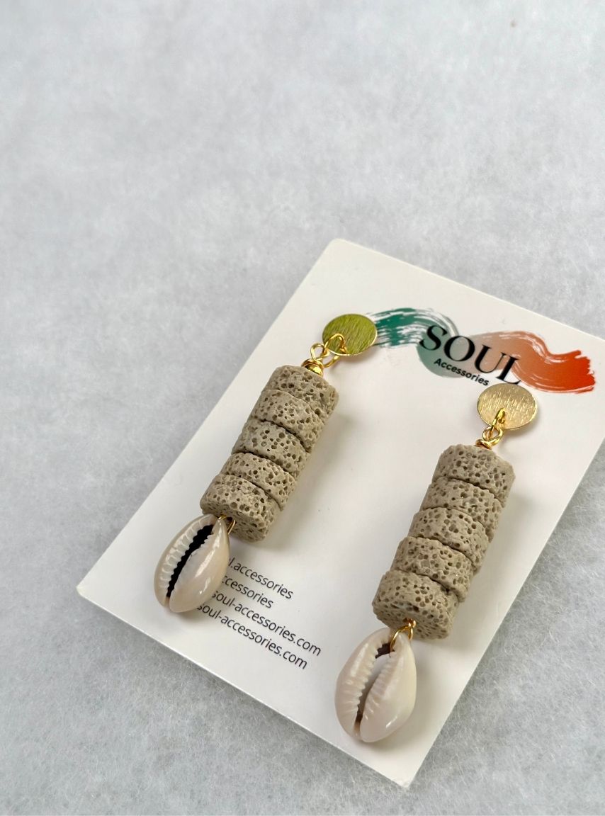 Lava Stones Earrings Natural Color