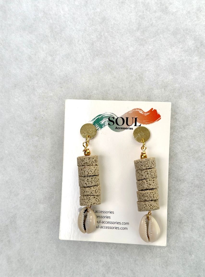 Lava Stones Earrings Natural Color