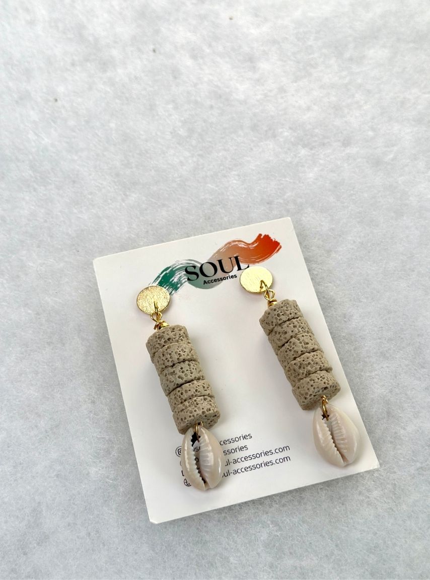 Lava Stones Earrings Natural Color