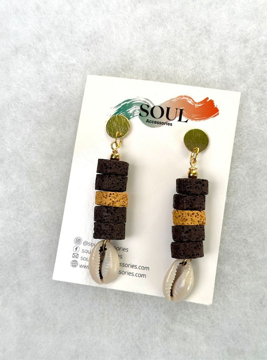 Lava Stones Earrings Brown