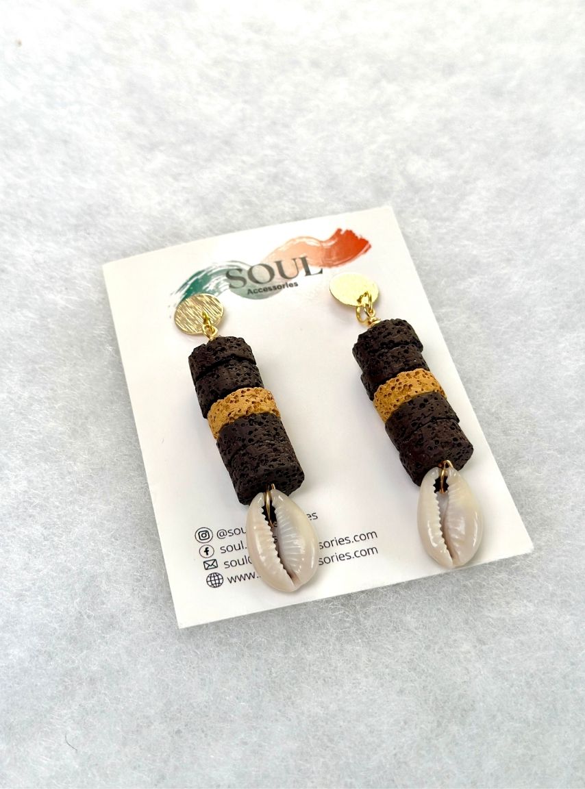 Lava Stones Earrings Brown