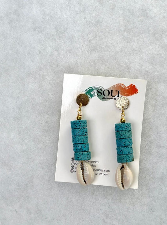 Lava Stones Earrings Turquoise Color