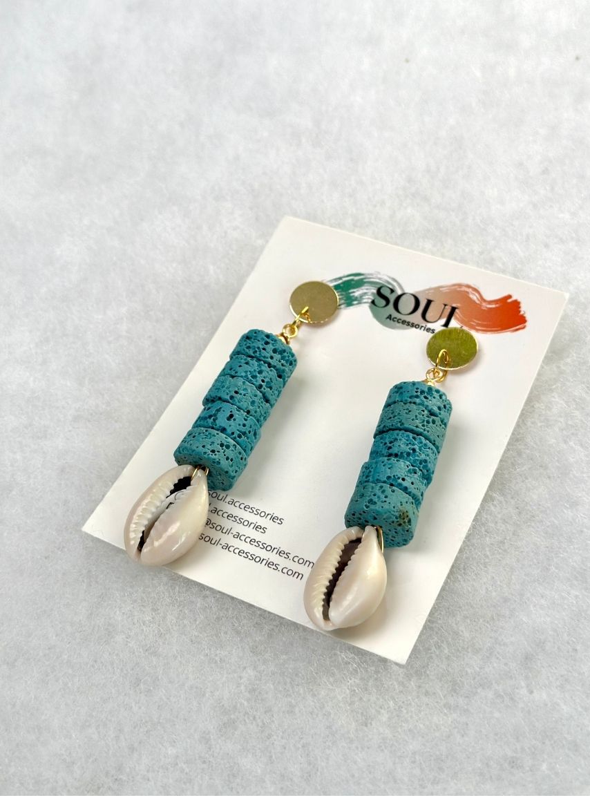 Lava Stones Earrings Turquoise Color