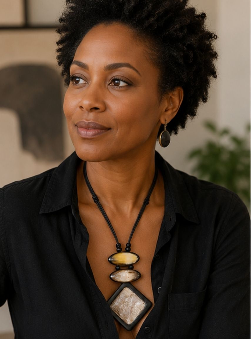 Long Buffalo Horn Statement Necklace