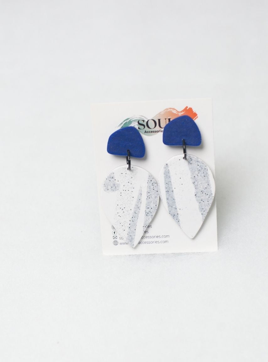 Clay White and Blue Cobalto Earrings