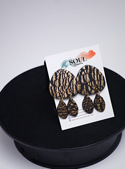 Black and Gold Clay Earrings 3