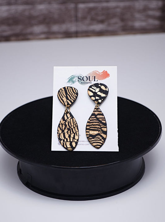 Black and Gold Clay Earrings 5