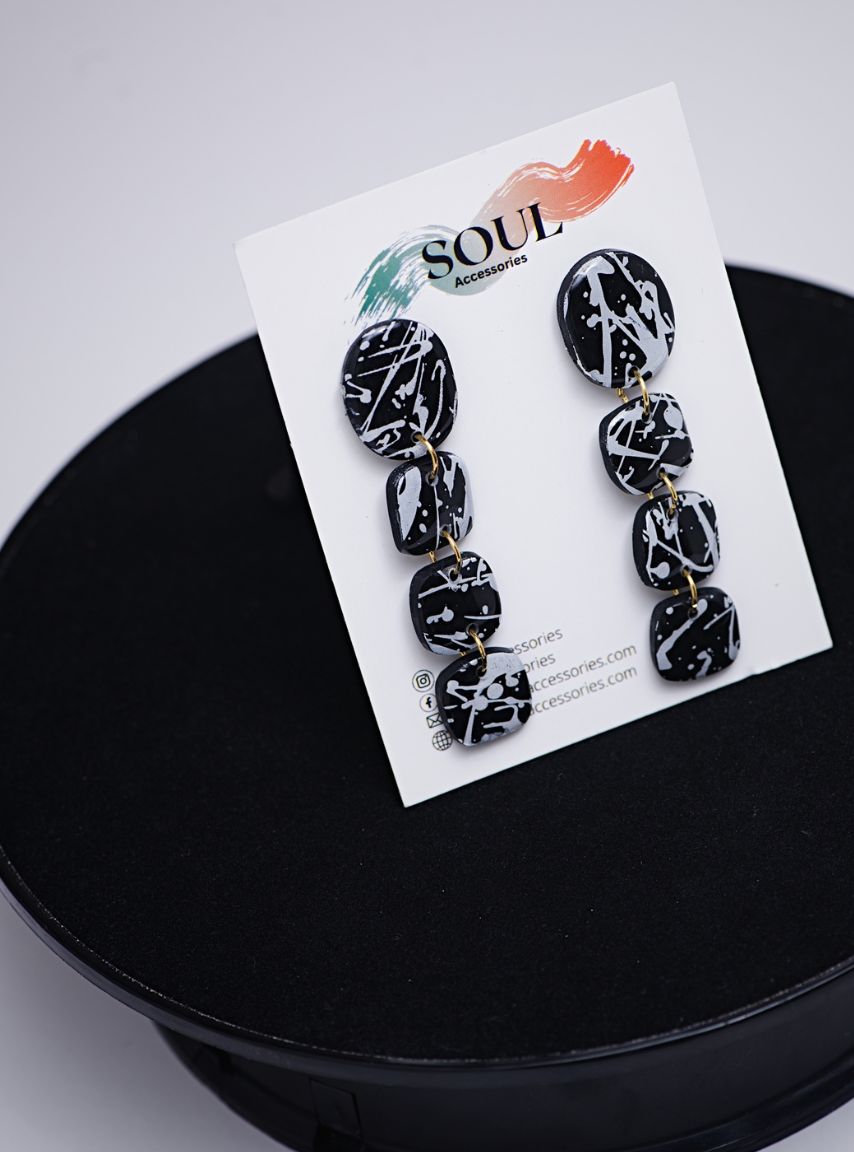 Black and White Splash Earrings 5