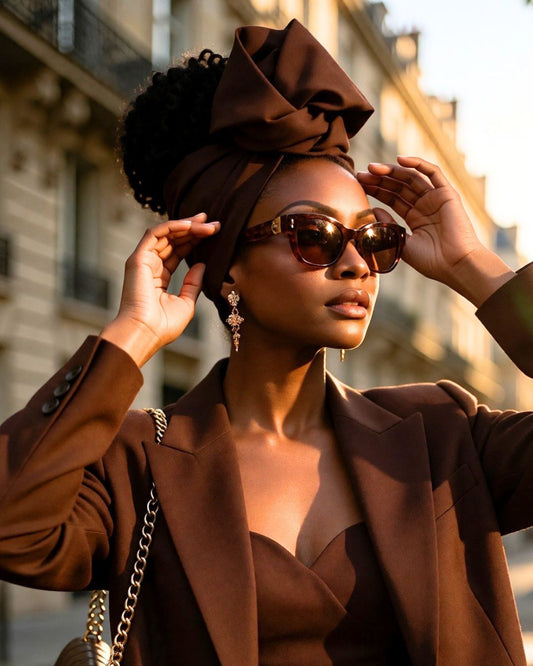 Wired Headwrap - ISABELLA - Brown Solid Flexible Wrap
