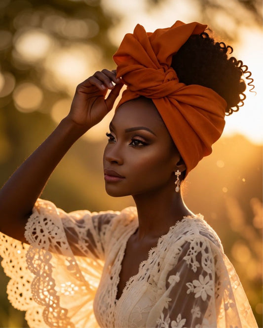 Wire Headwrap - AMBER -Burnt Orange Vibrant