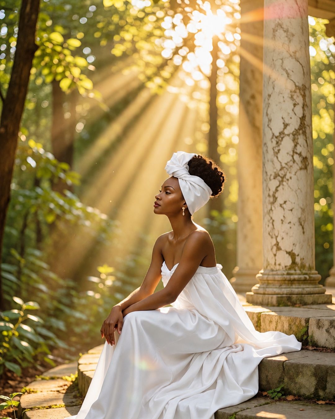 Wire Headwrap - ASHANTI - White Classic Flexible Wrap