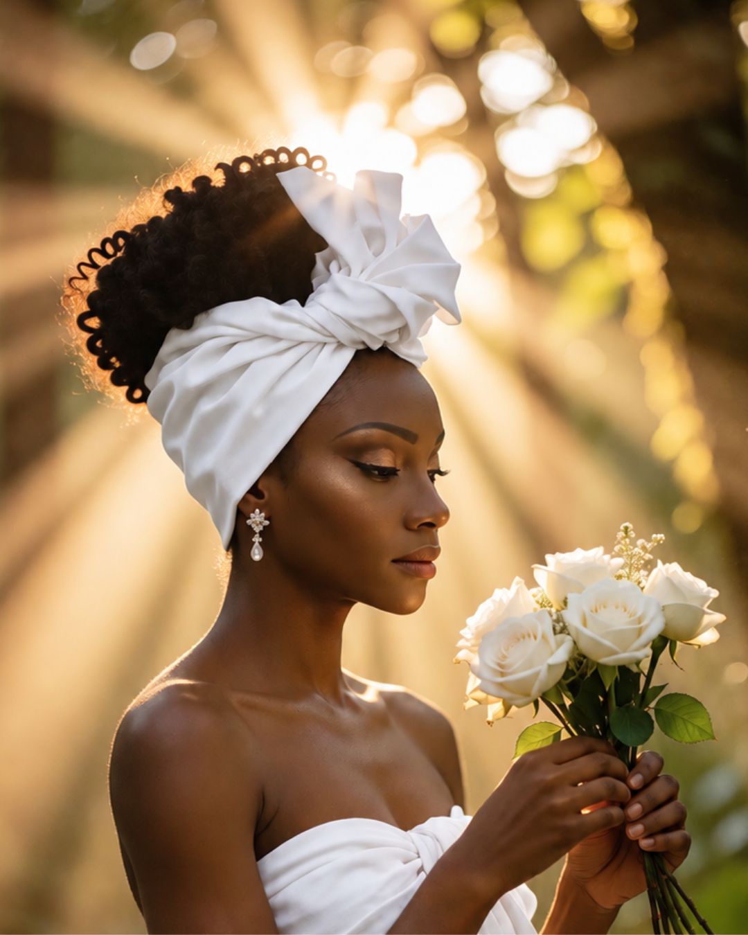 Wire Headwrap - ASHANTI - White Classic Flexible Wrap