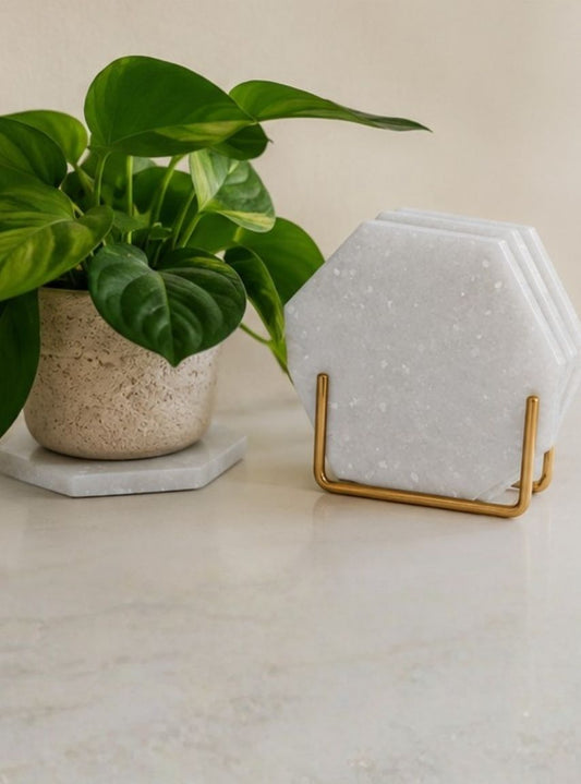 Set of 4 Stone Coasters - White