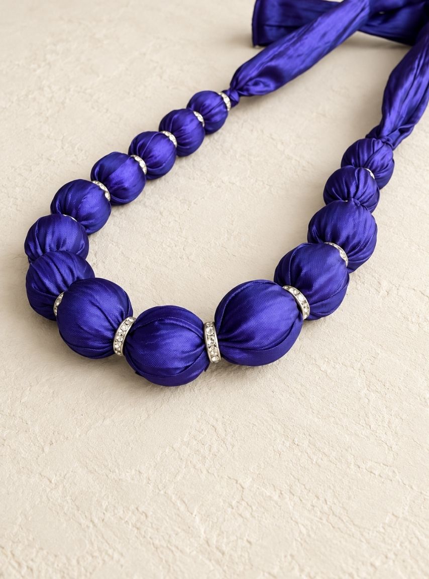 Purple Fabric Beads Necklace