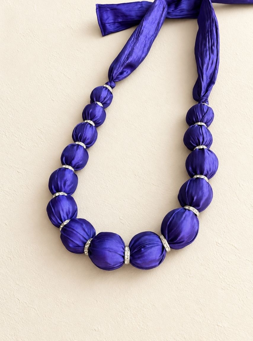 Purple Fabric Beads Necklace