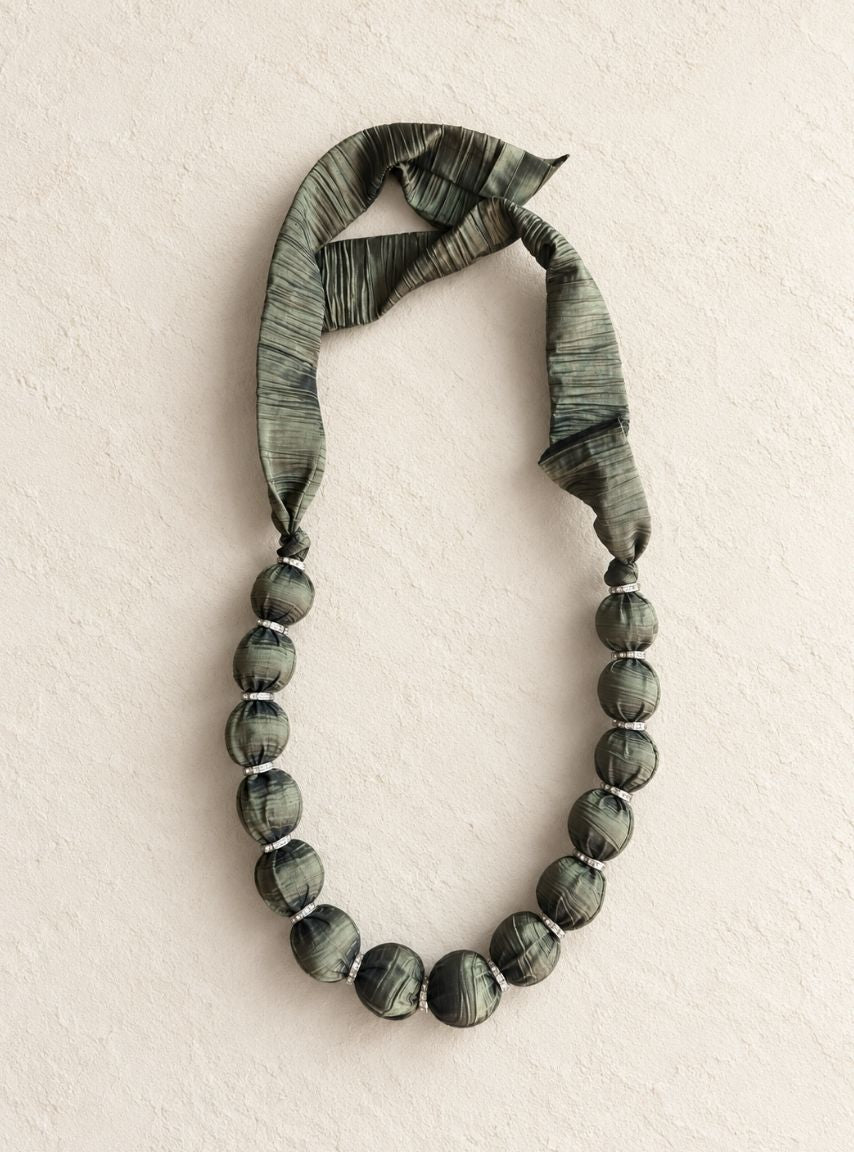 Green Fabric Beads Necklace
