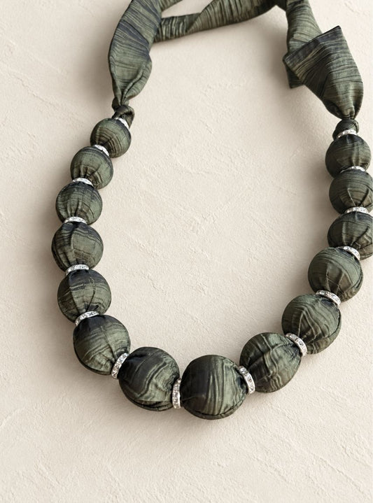 Green Fabric Beads Necklace