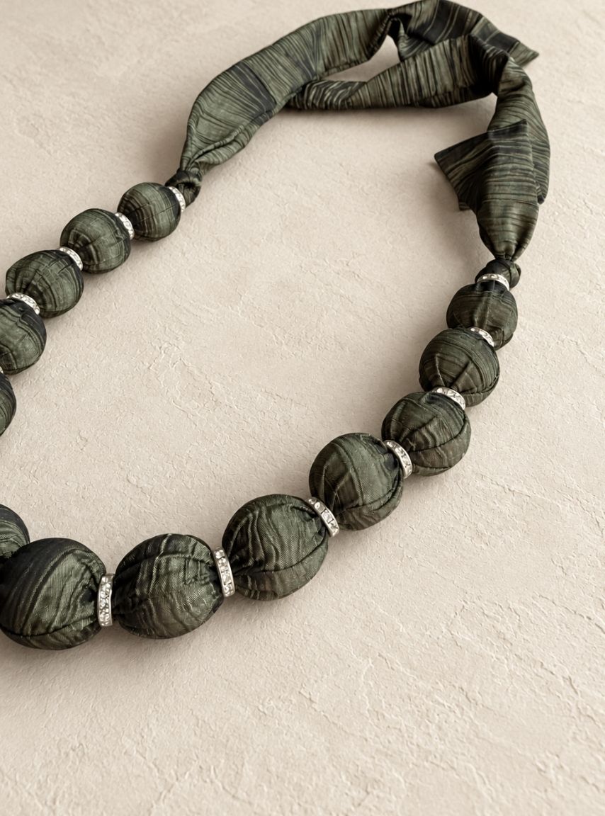 Green Fabric Beads Necklace