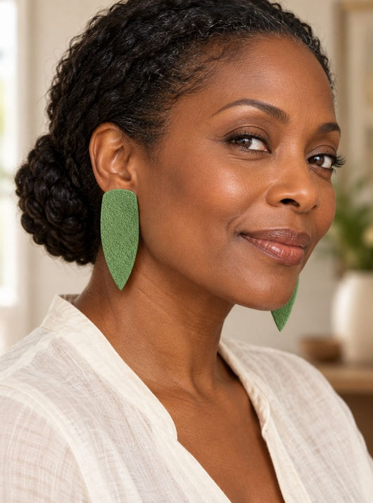 Clay Earrings Dagger Olive