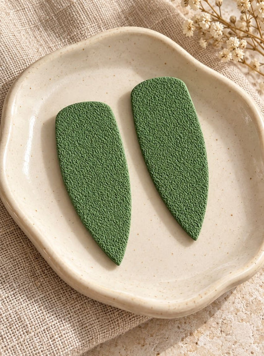 Clay Earrings Dagger Olive