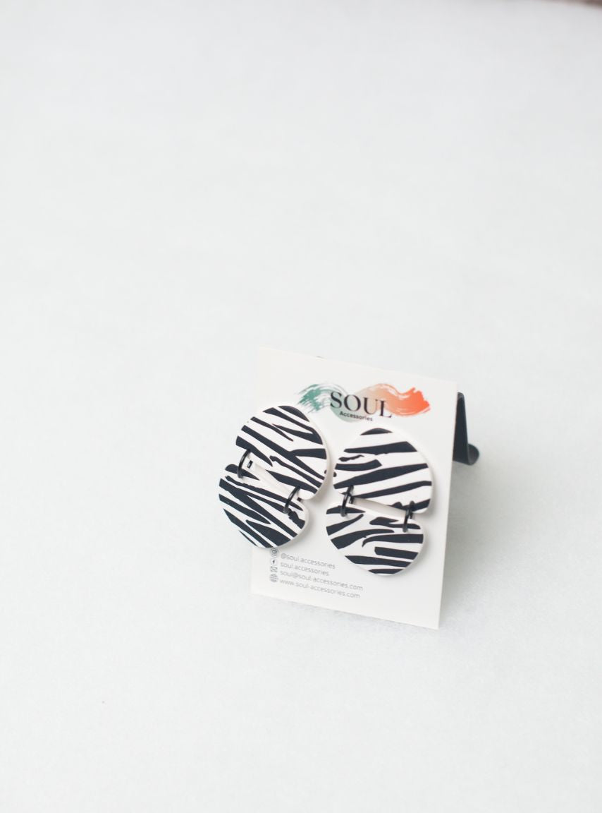 Clay Earrings Zebra