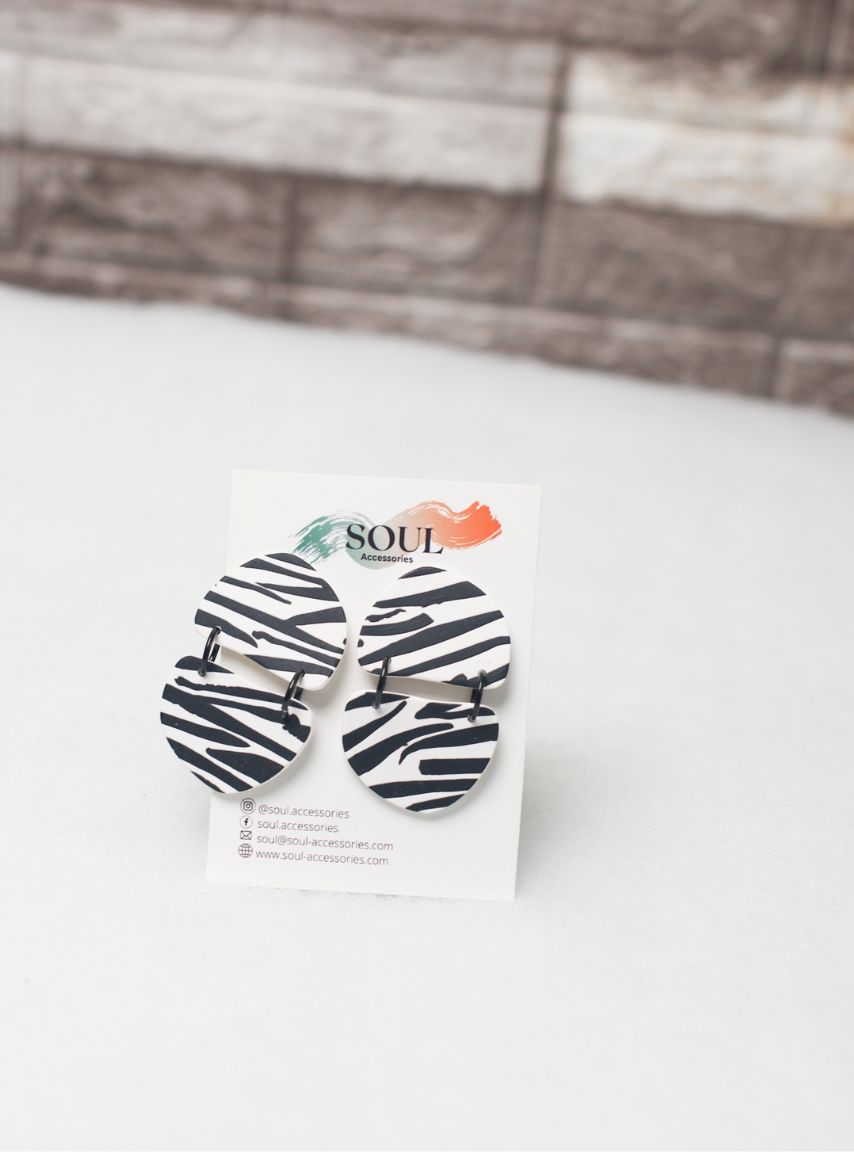 Clay Earrings Zebra