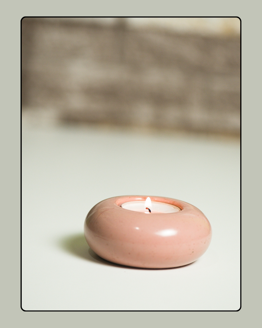 Concrete Tealight Candle Holder - Soft Pink 1