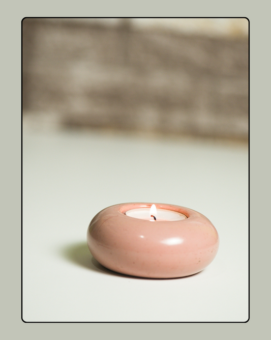Concrete Tealight Candle Holder - Soft Pink 1
