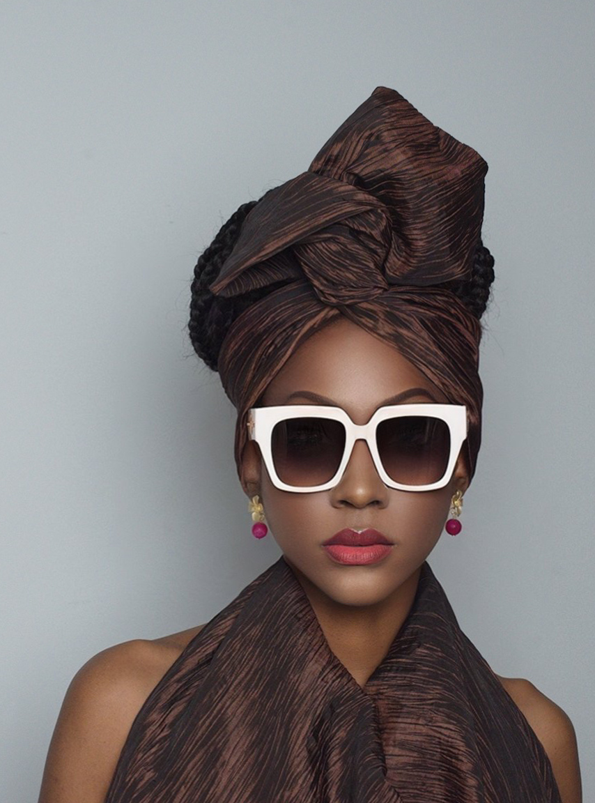 Pleated Wired Headwrap - Brown - Dakota