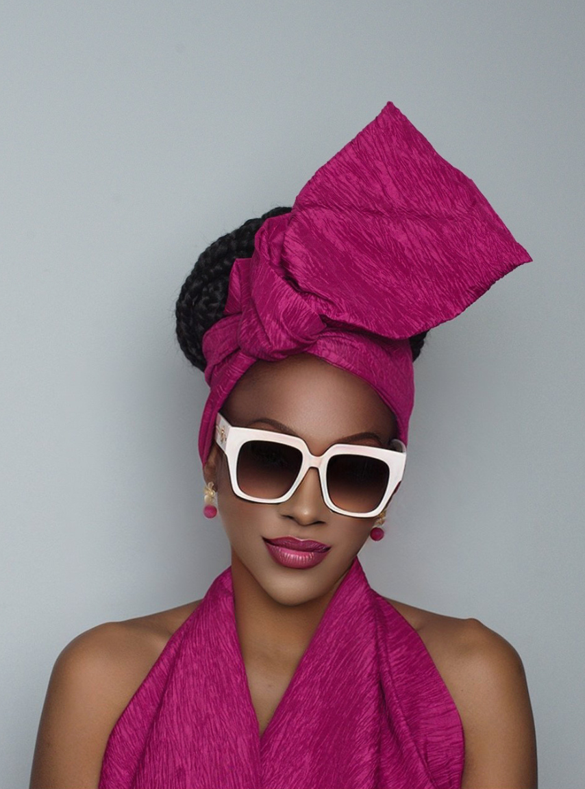 Pleated Wired Head Wrap - Pink - Keisha