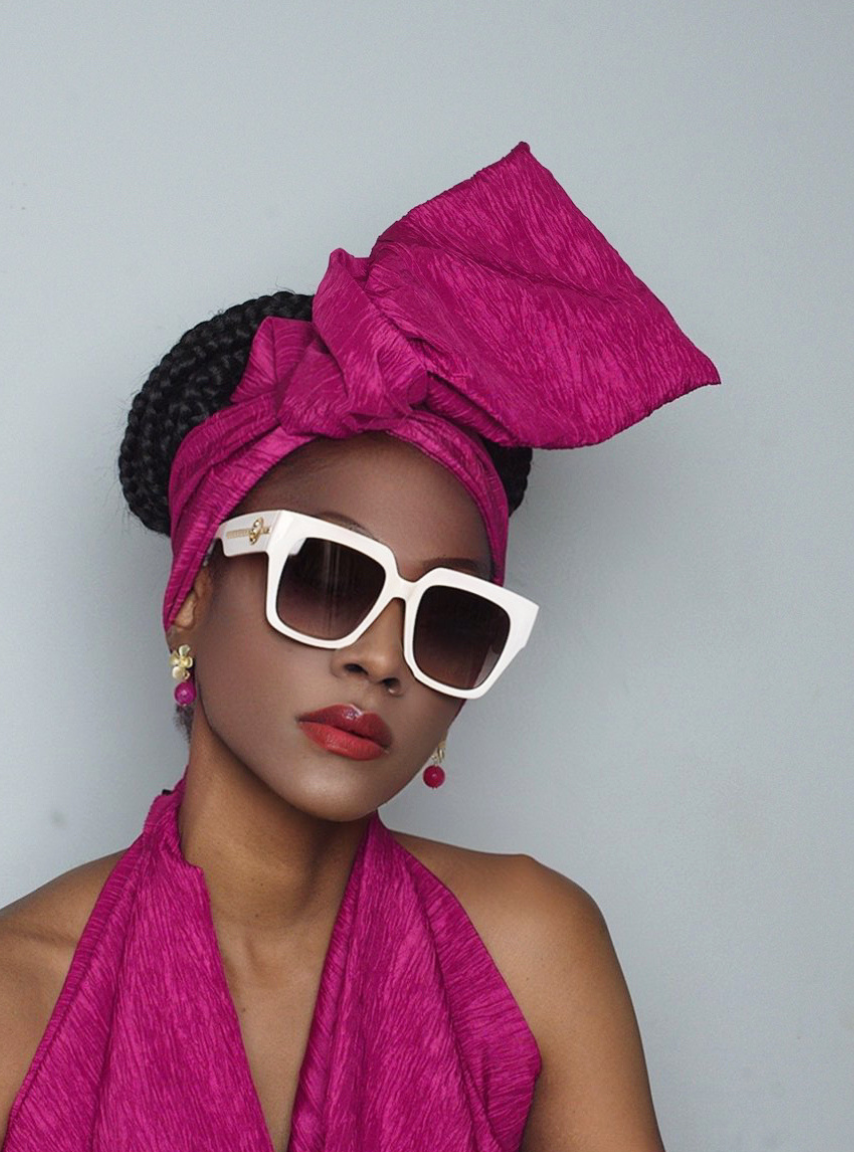 Pleated Wired Head Wrap - Pink - Keisha