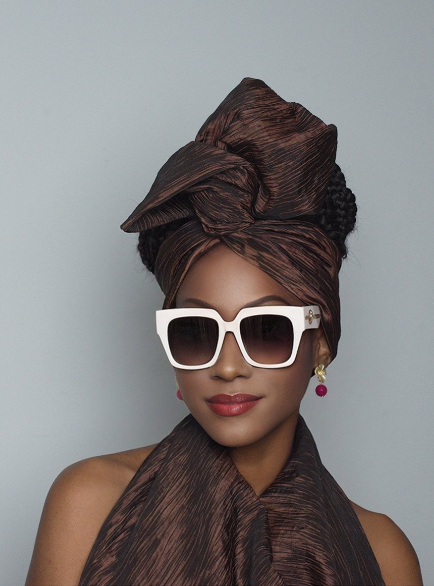 Pleated Wired Headwrap - Brown - Dakota