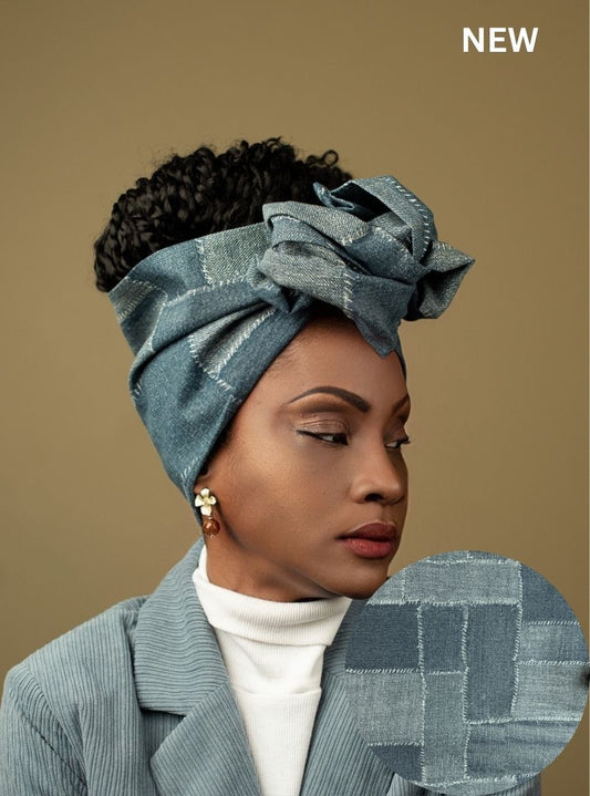 Wire Headwrap - Kiara Patchworck Style Denim