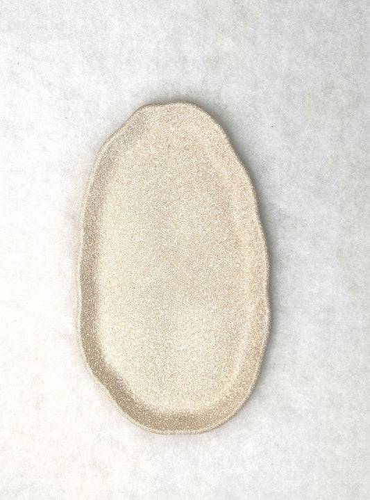 Irregular Oval Concrete Tray Stone Style Off White