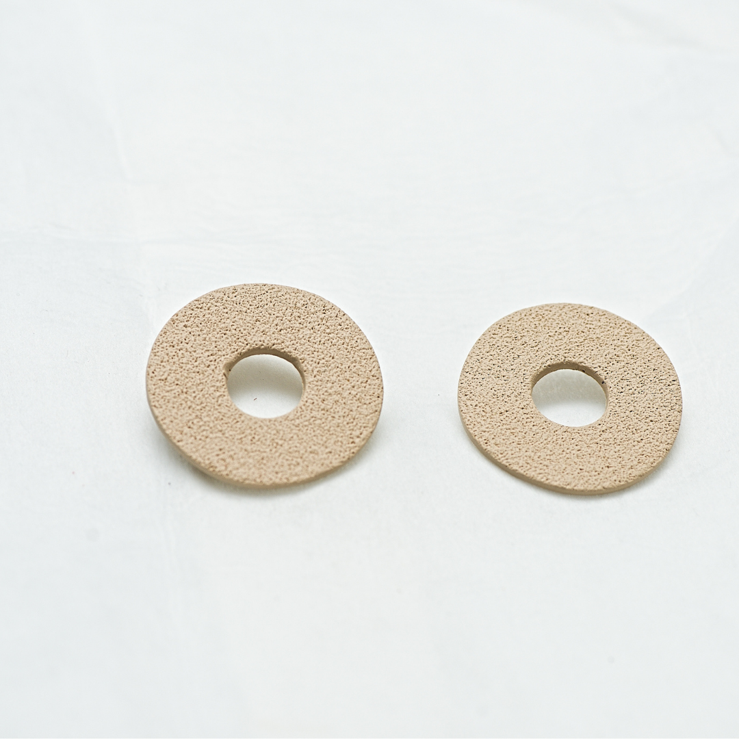 Clay Earrings  - Beige Donuts Stud