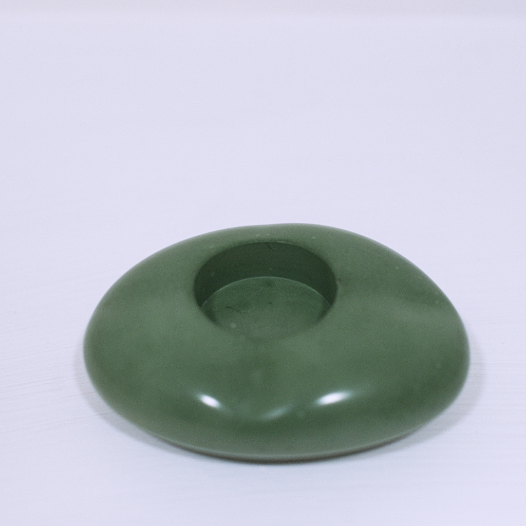 Concrete Pebble Tealight Candle Holder - Green