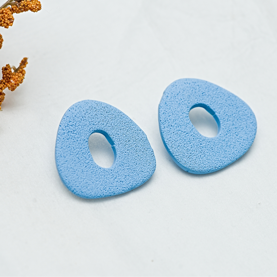 Clay Earring  - Baby Blue Pebbles Stud
