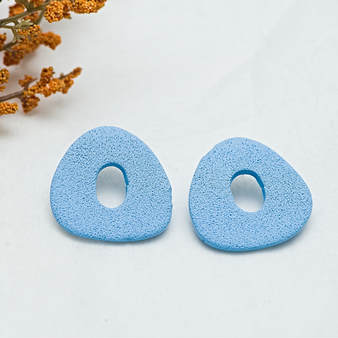 Clay Earring  - Baby Blue Pebbles Stud