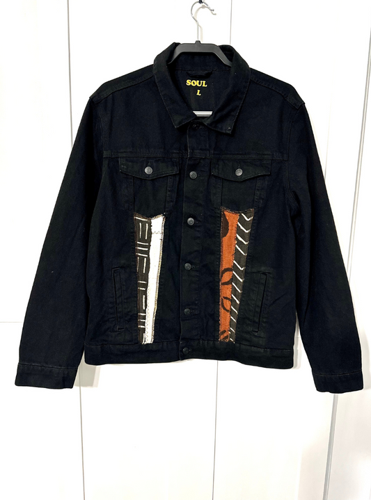 Men´s Black Jacket with Mud Cloth details