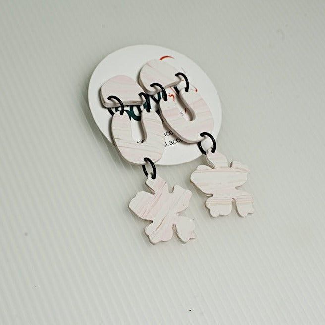 Clay Earrings Pink Dangle