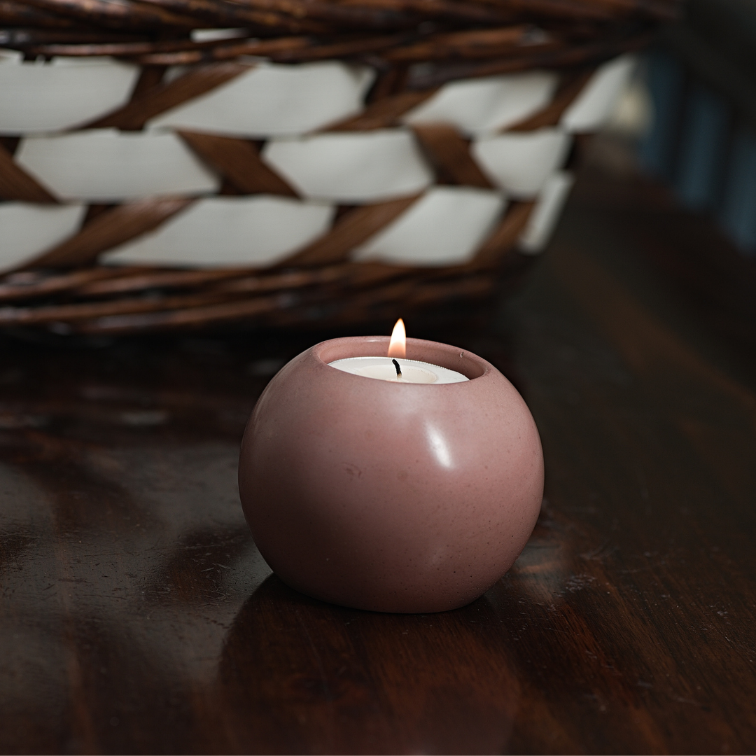 Concrete Tealight Candle Holder - Pink 3