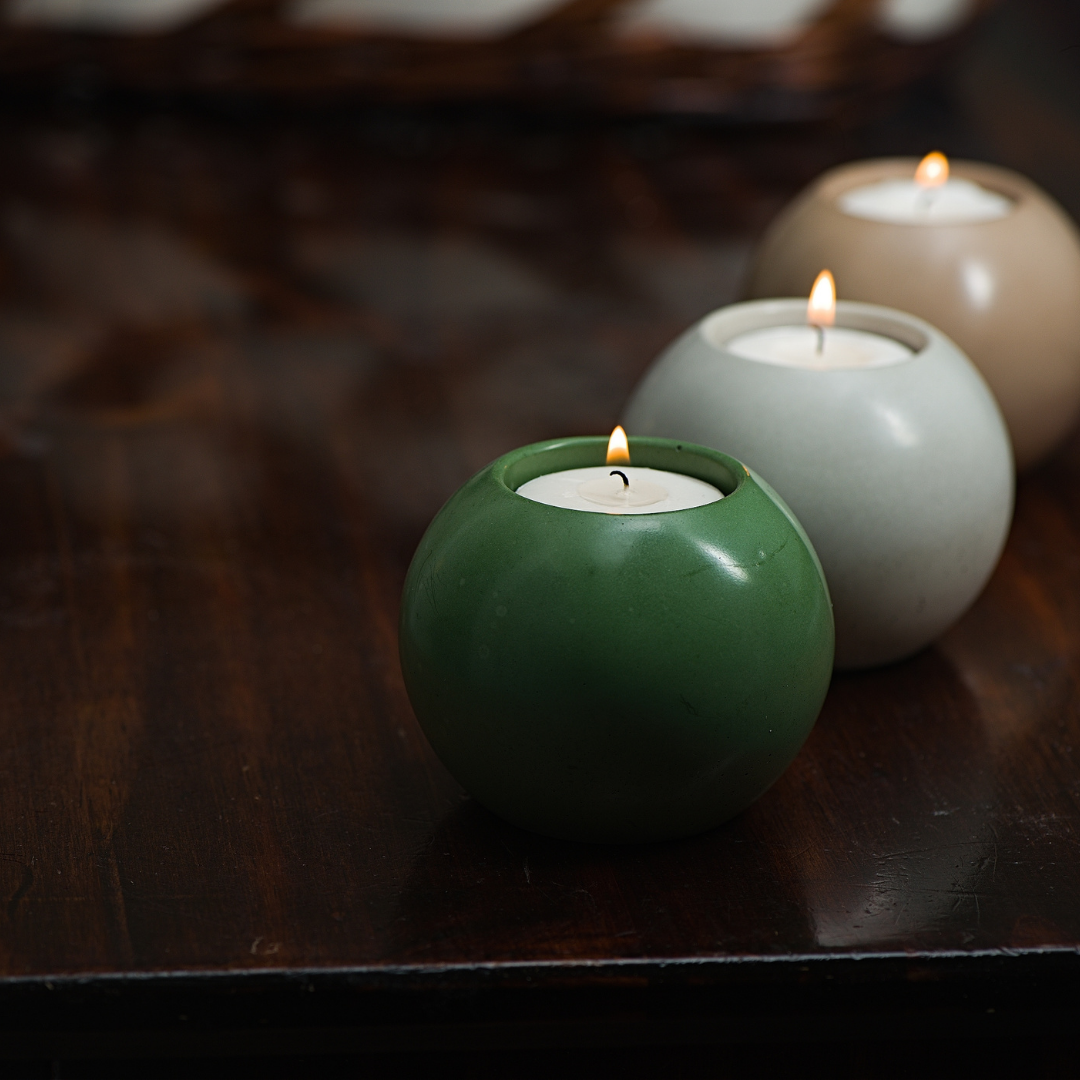 Concrete Tealight Candle Holder - Brown