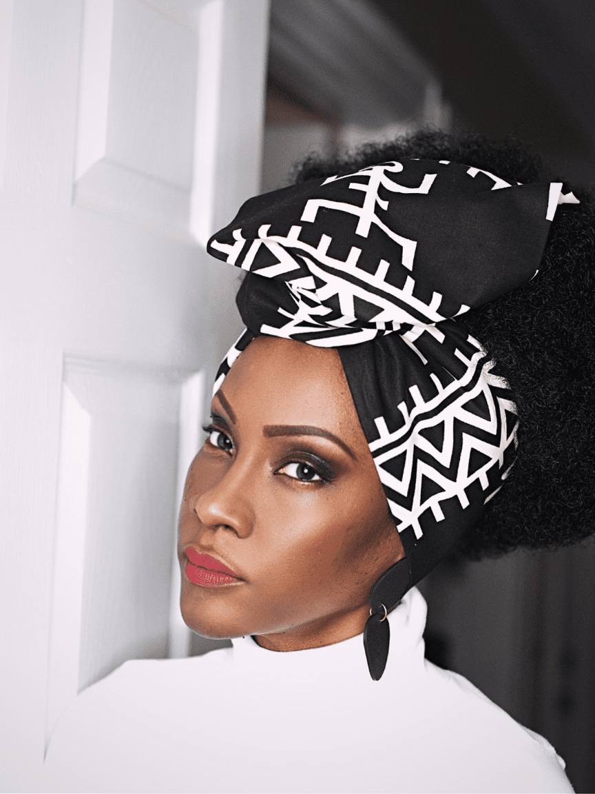 Black and white wired headwrap. African American headwrap or hair headwrap.