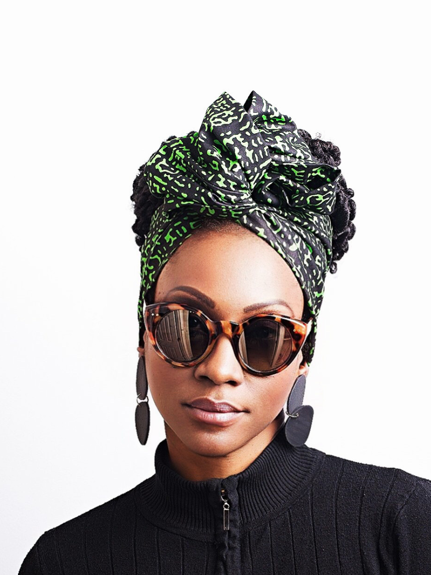 Wire headwrap in green and black