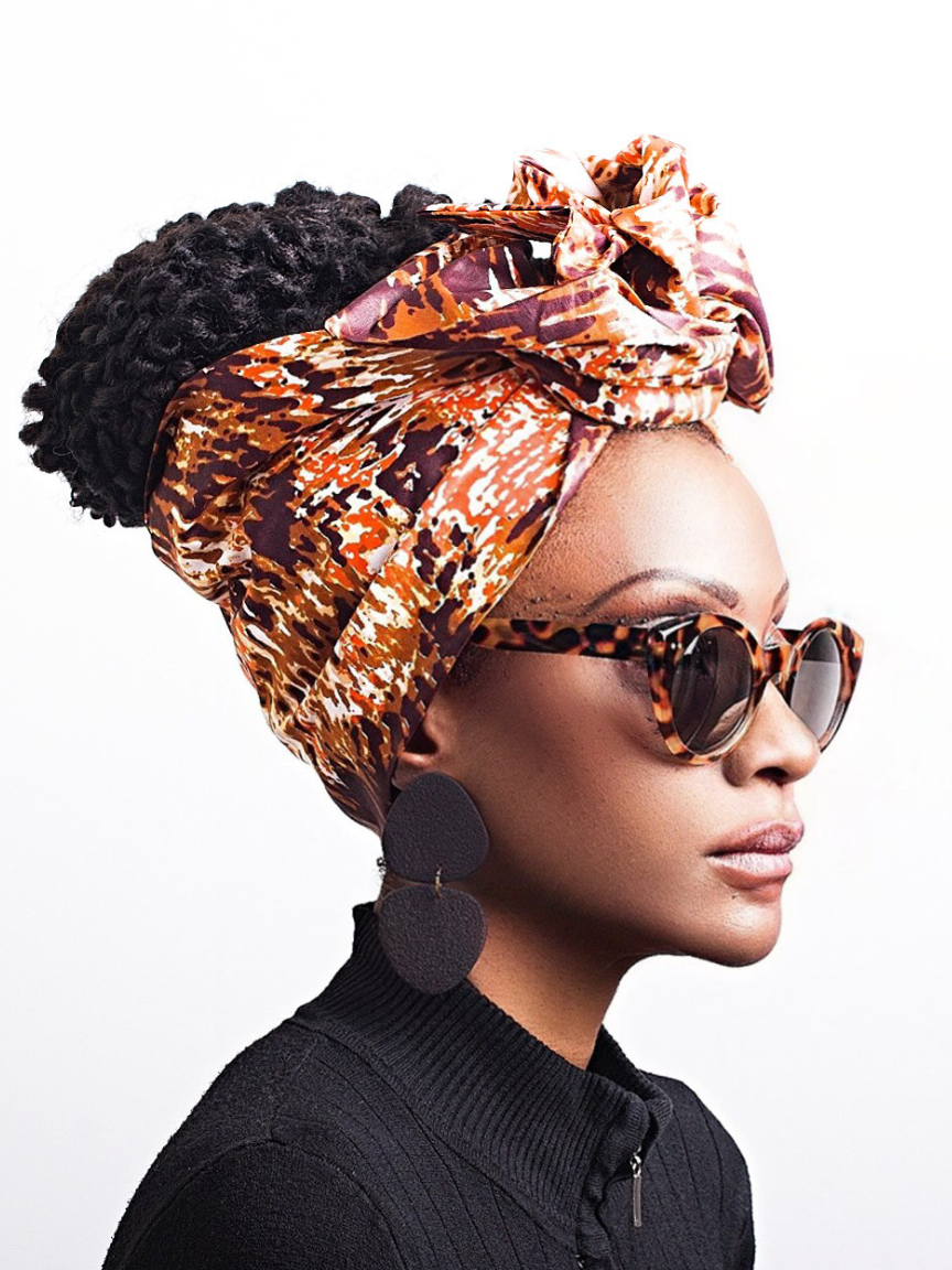 Wire headwrap in brown and orange