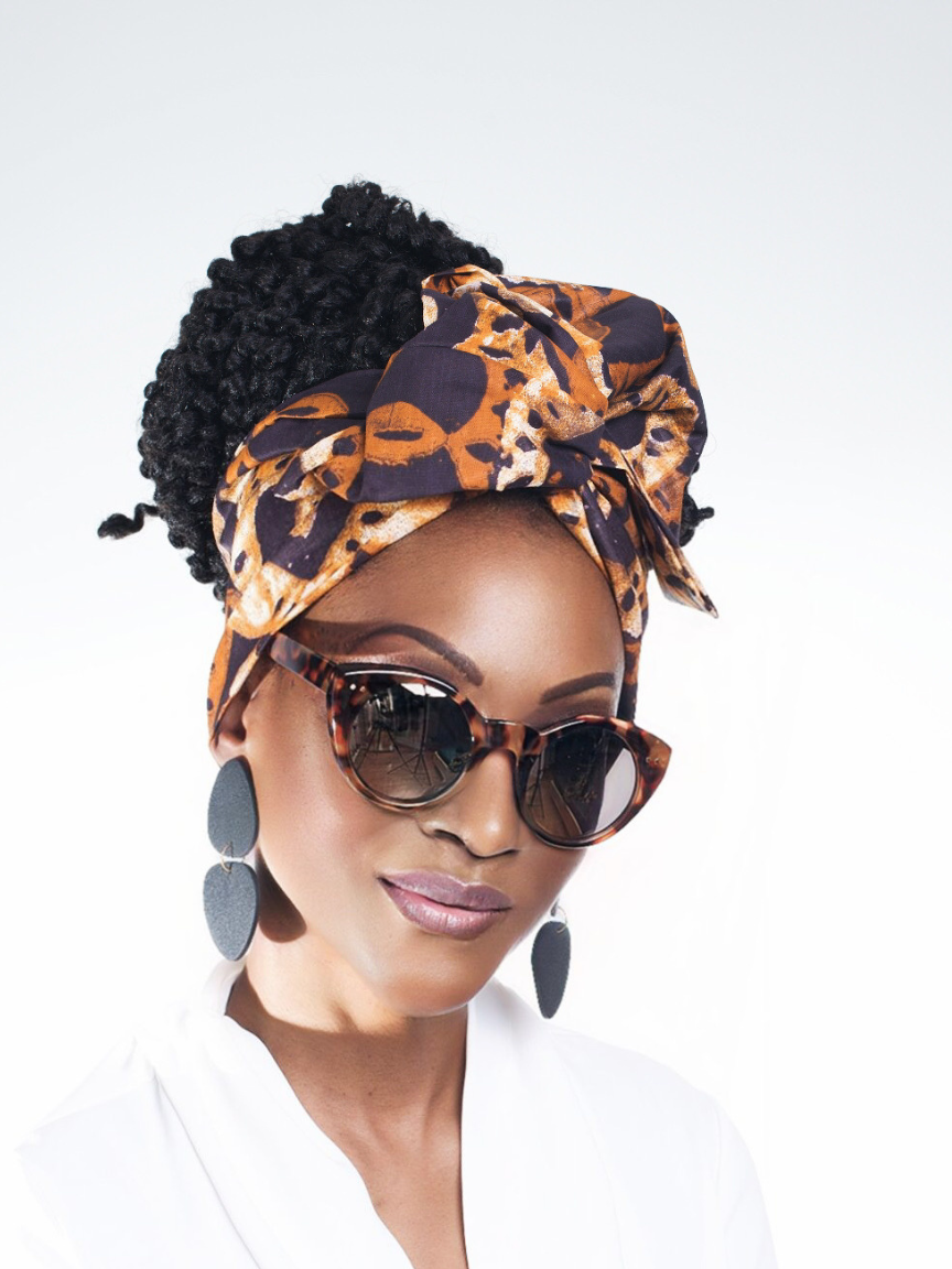 Wire headwrap in brown yellow and beige