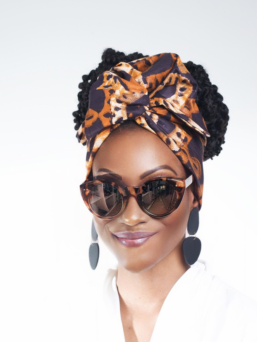 Wire headwrap in brown yellow and beige